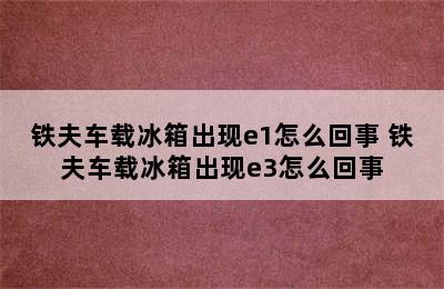 铁夫车载冰箱出现e1怎么回事 铁夫车载冰箱出现e3怎么回事